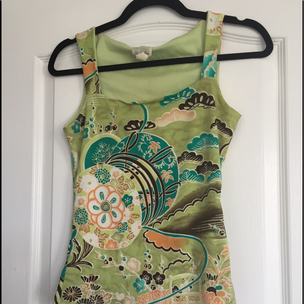 Green Printed Tank Top